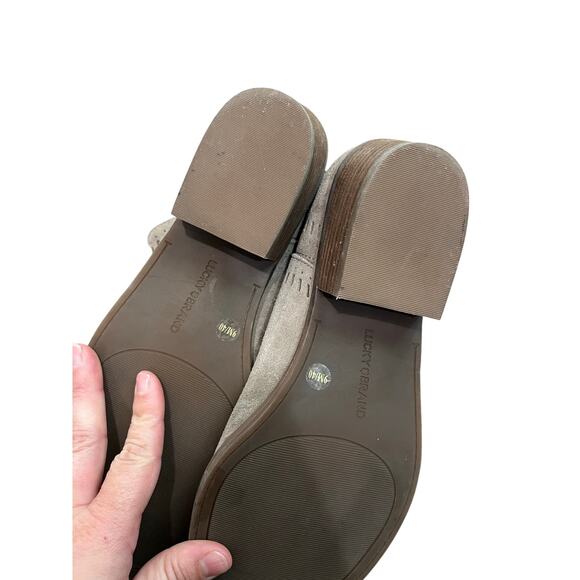 Lucky Brand Bustina Suede Bootie Womens Size 9 Taupe Ankle Cutout Western Fall - Picture 6 of 11